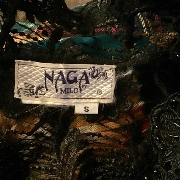 Ethereal Luxurious Naga Milo Black Lace Beaded Blouse Size Small - Picture 6 of 8